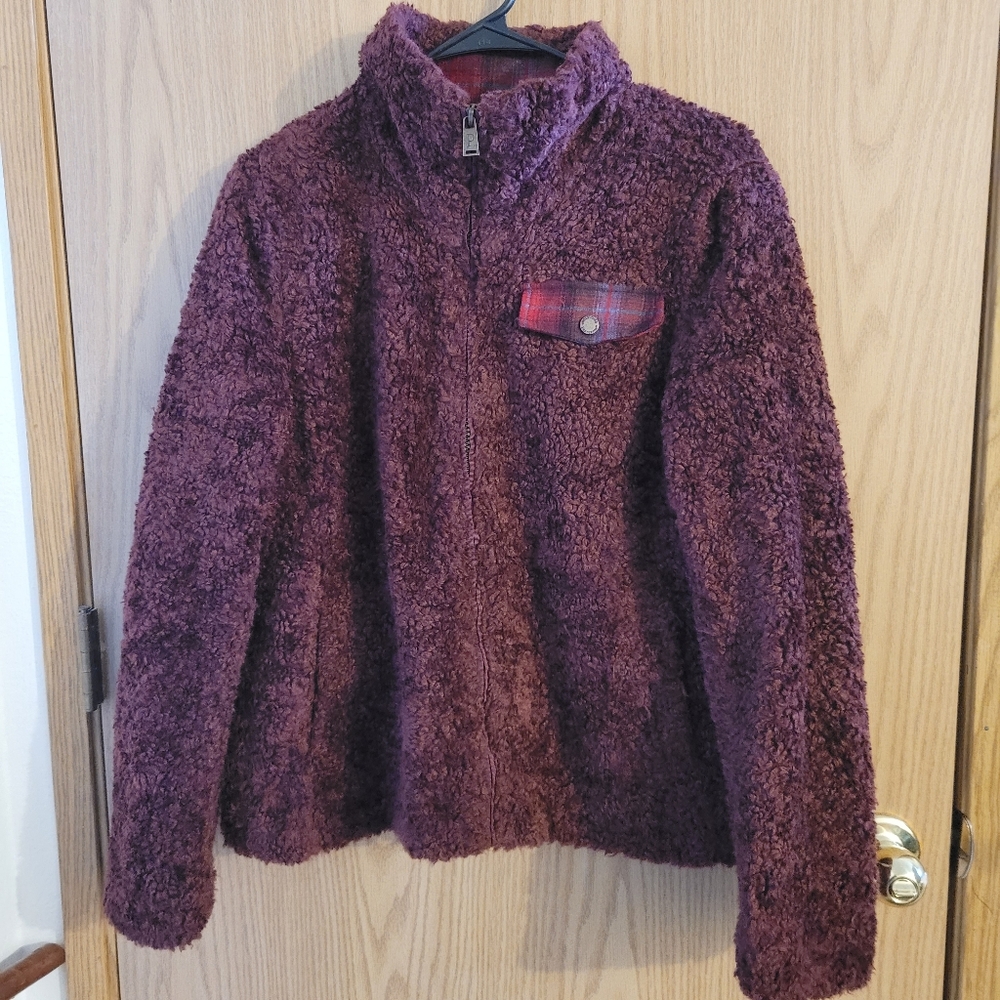 Pendleton Maroon Teddy Wool Coat Women Medium